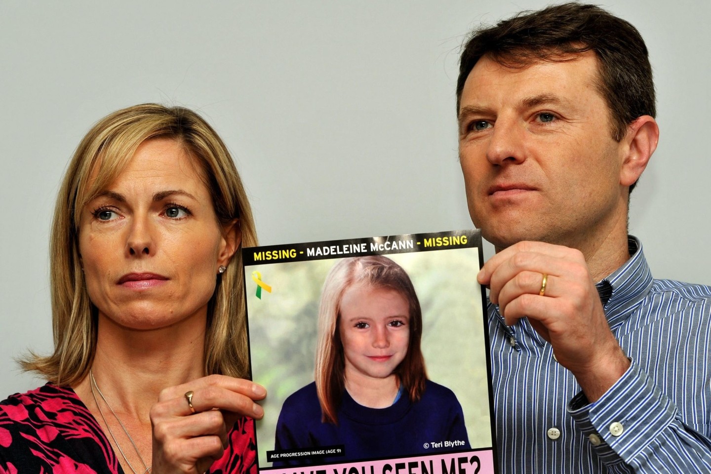 Kate und Gerry McCann, Eltern der verschwundenen Maddie, bei einem Such-Aufruf im Jahr 2012.