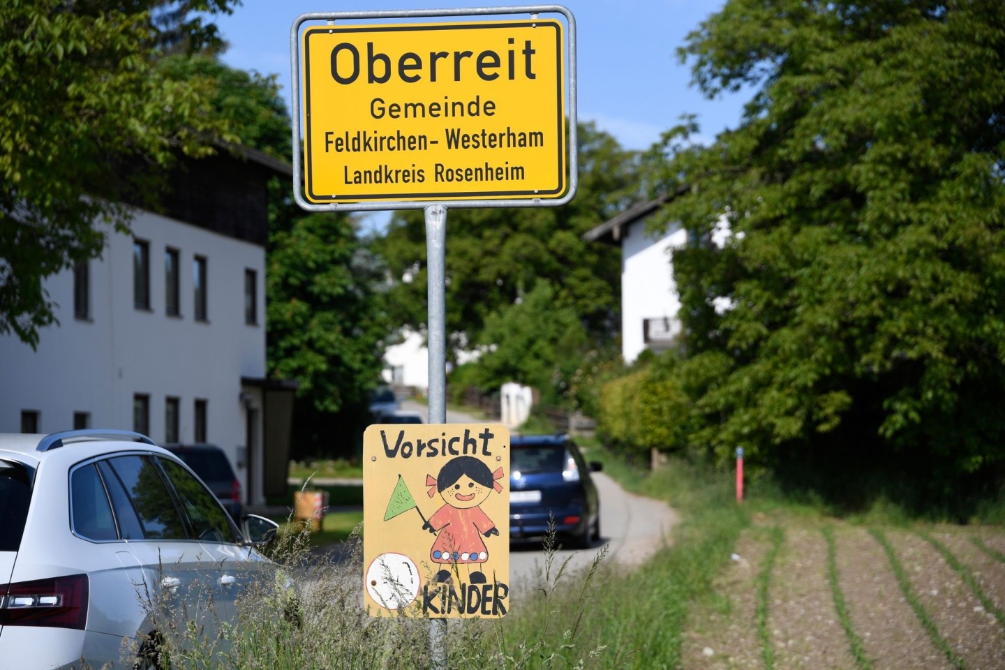Ortsschild von Oberreit, der Gemeinde Feldkirchen-Westerham, wo der 10-jährige Junge ums Leben kam.